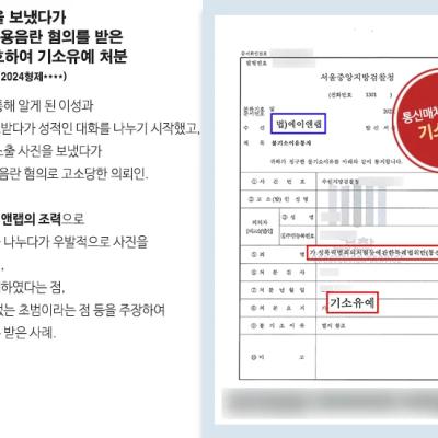 노출 사진을 보냈다가 통신매체이용음란 혐의를 받은 의뢰인 변호하여 기소유예 처분